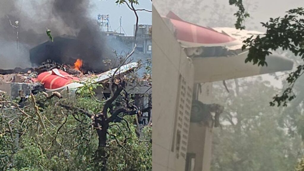 Black smoke plume rising over Ahmedabad after plane crash