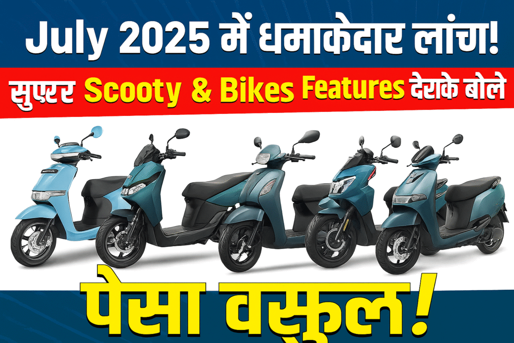 July 2025 में लॉन्च होने वाली नई स्कूटी और बाइक की इमेज – TVS, Honda जैसी ब्रांड्स के लेटेस्ट टू-व्हीलर्स के साथ