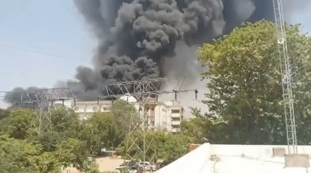 Firefighters and rescue workers responding to Air India plane crash wreckage