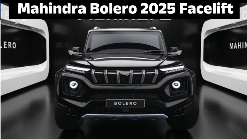 Mahindra Bolero 2025 front view with bold new grille and LED DRLs